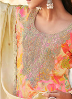 Thumbnail for Vegaa Fashion Cream Premium Chinon Embroidered Palazzo Suit