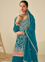 Thumbnail for Vegaa Fashion Rama Premium Chinon Embroidered Palazzo Suit
