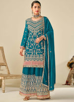 Thumbnail for Vegaa Fashion Rama Premium Chinon Embroidered Palazzo Suit