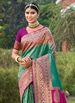 Thumbnail for Anaita Rama Banarasi Saree With Blouse Piece - Distacart