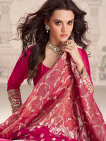 Thumbnail for Evanik Women Pink Embroidered Design Wedding Gown with Dupatta - Distacart