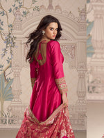 Thumbnail for Evanik Women Pink Embroidered Design Wedding Gown with Dupatta - Distacart