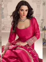 Thumbnail for Evanik Women Pink Embroidered Design Wedding Gown with Dupatta - Distacart