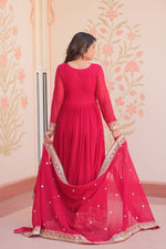 Thumbnail for Evanik Faux Georgette With Embroidered Work Wedding Gown Dupatta