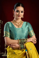 Thumbnail for Joban Fashion Yellow Paithani Silk Blend Butti Saree