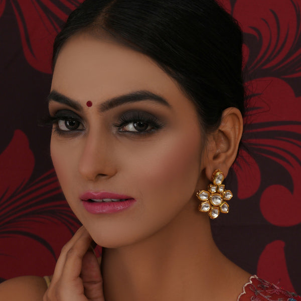 Kundan Earrings (Gold) - Ruby Raang - Distacart