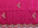 Thumbnail for Vastranavya Pink Embroidery Work Shimmer Chiffon Saree with Unstitched Blouse