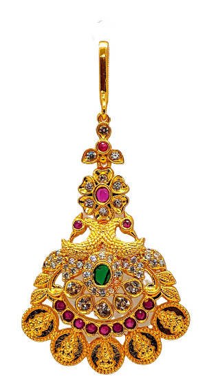 AD Kasu peacock Bridal Maang Tikka