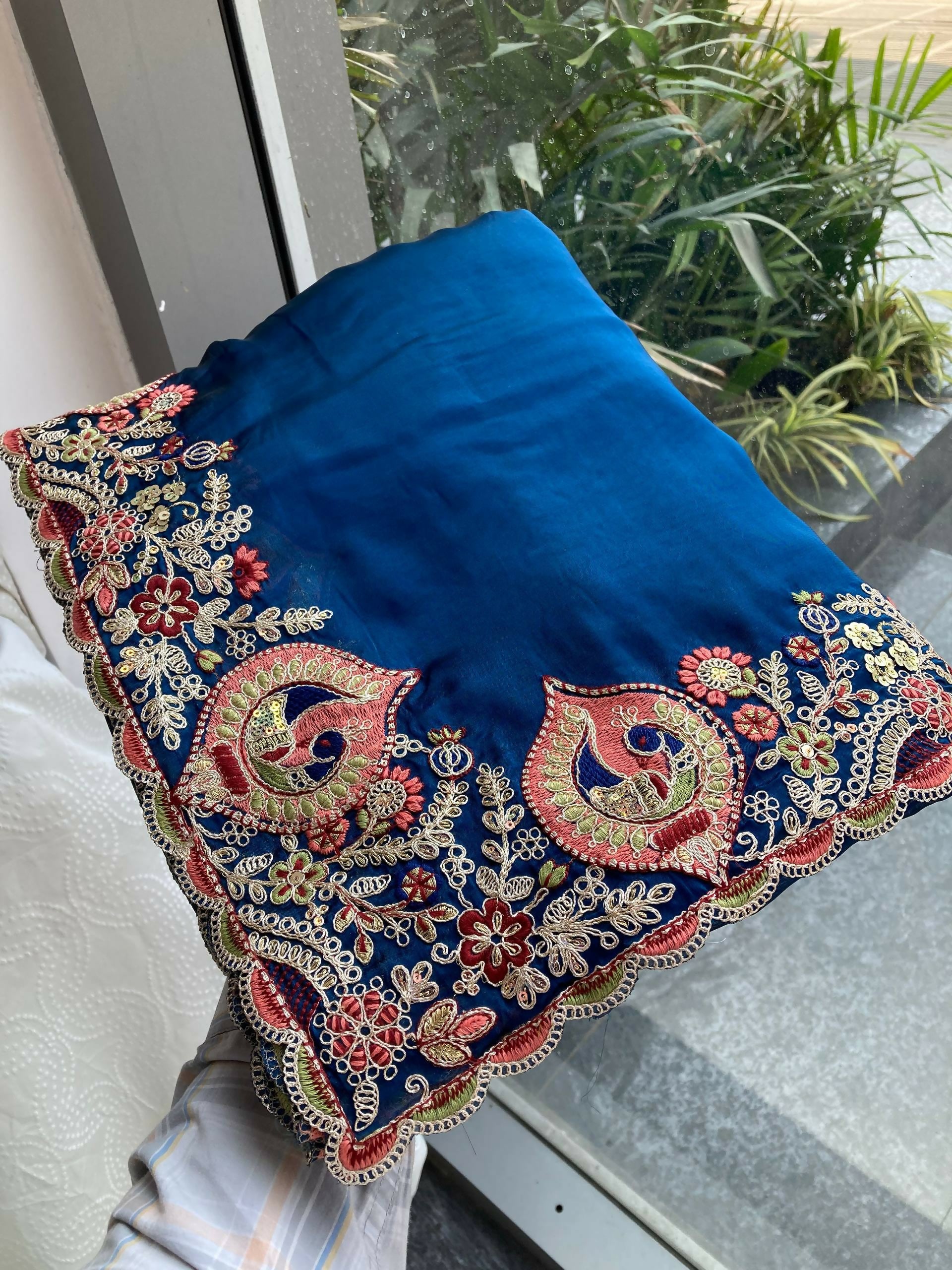 Teeya Creation New Trendy Party Wear Soft Silk Saree-Blue - Dista