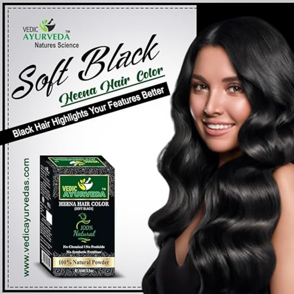 VedicAyurveda Natural Henna hair color Soft Black - Dista