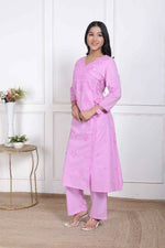 Thumbnail for Miravan Womens Pink Lucknowi Angrakha Style Kurta With Palazzo - Distacart