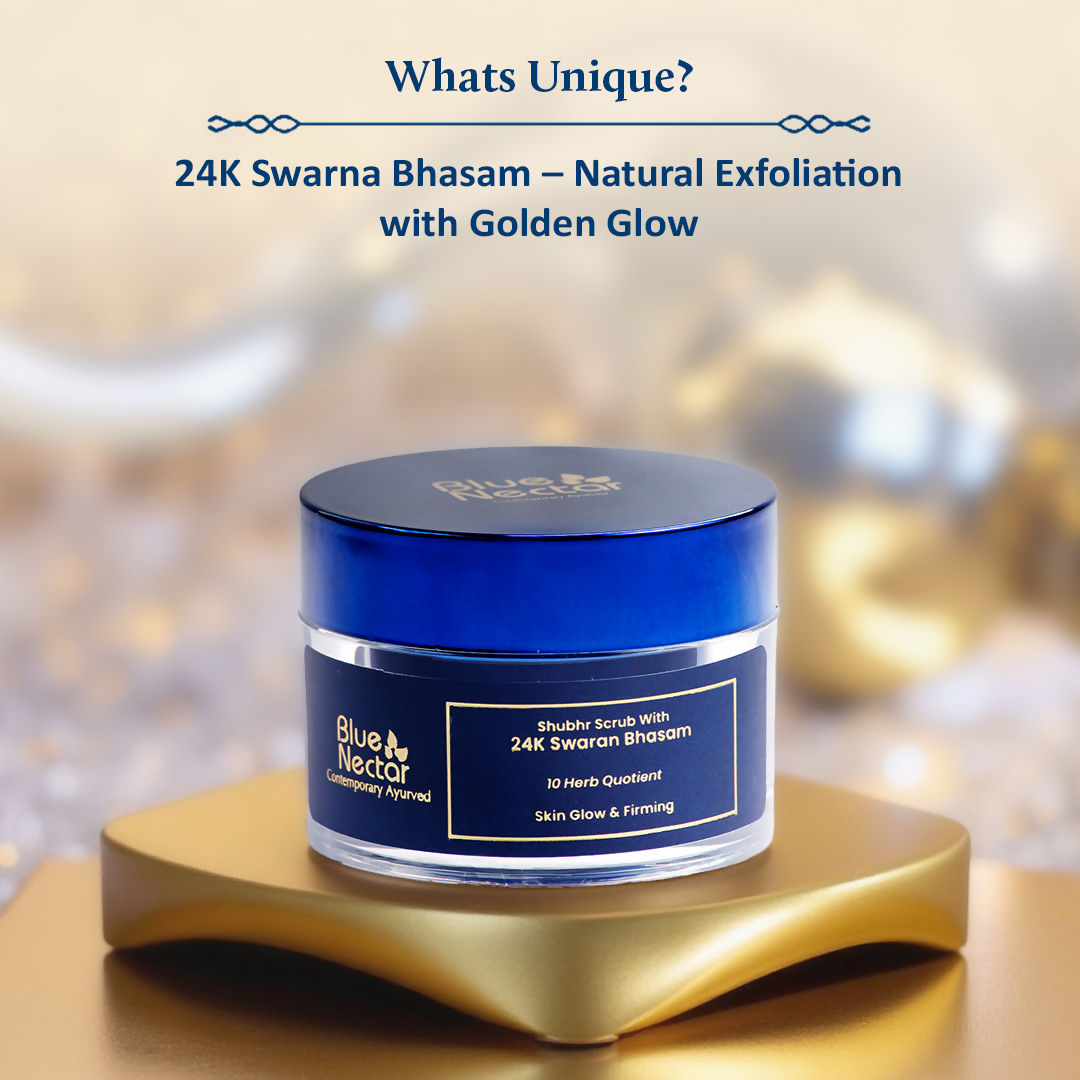 Blue Nectar Shubhr Face Scrub with 24K Gold Swaran Bhasam - Distacart