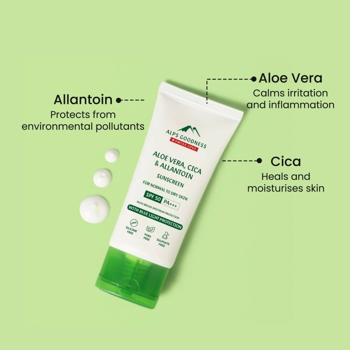 Alps Goodness Blue Light Protection Sunscreen For Normal to Dry Skin SPF 50 PA+++ with Aloe Vera, Cica & Allantoin - Distacart