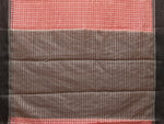 Thumbnail for Red and Black Bamboo Cotton Saree with Checks Design No Blouse - Global Threads - Distacart