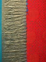 Thumbnail for Red and Teal Bandhani Kanchipuram Silk Handloom Saree with Big Buta Design - Global Threads - Distacart
