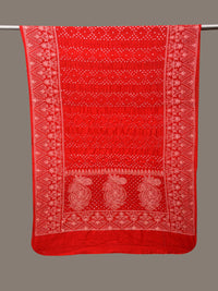 Thumbnail for Red Bandhani Silk Stole with Embroidary Work Design - Global Threads - Distacart