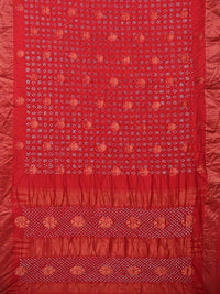 Thumbnail for Red Bandhani Uppada Silk Handloom Saree with Nilambari Buta Design - Global Threads - Distacart