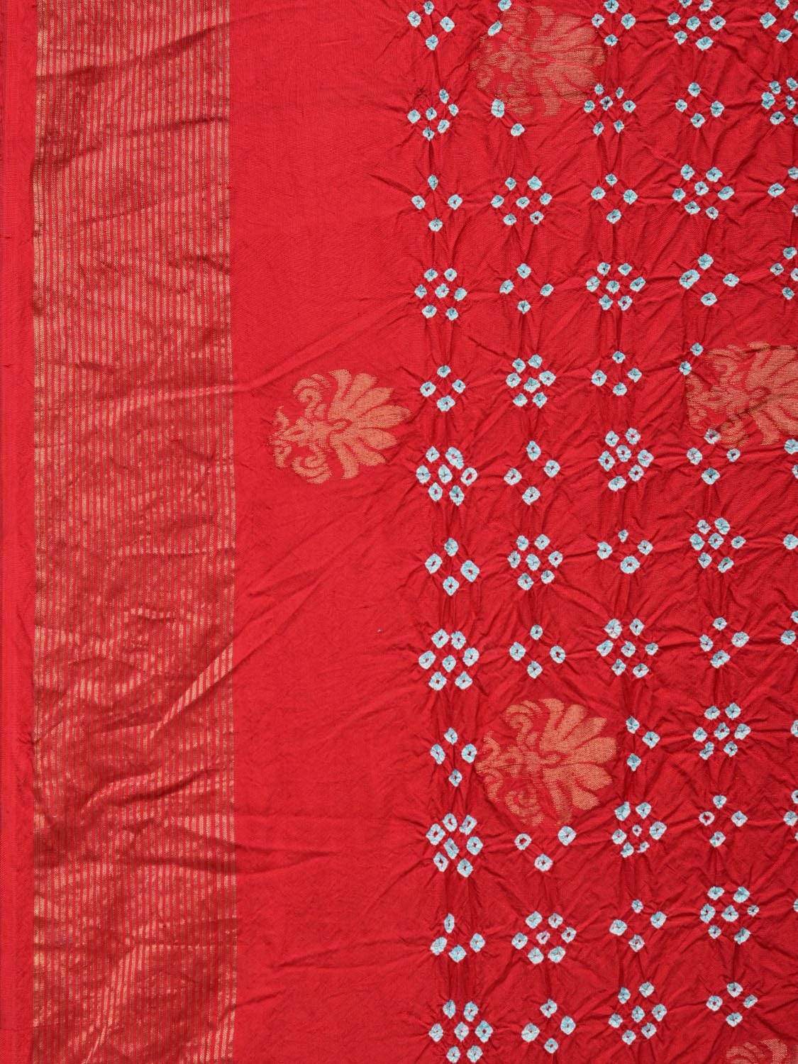 Red Bandhani Uppada Silk Handloom Saree with Nilambari Buta Design - Global Threads - Distacart