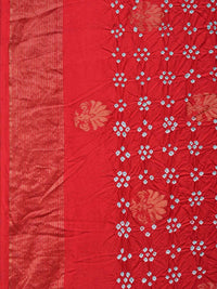 Thumbnail for Red Bandhani Uppada Silk Handloom Saree with Nilambari Buta Design - Global Threads - Distacart