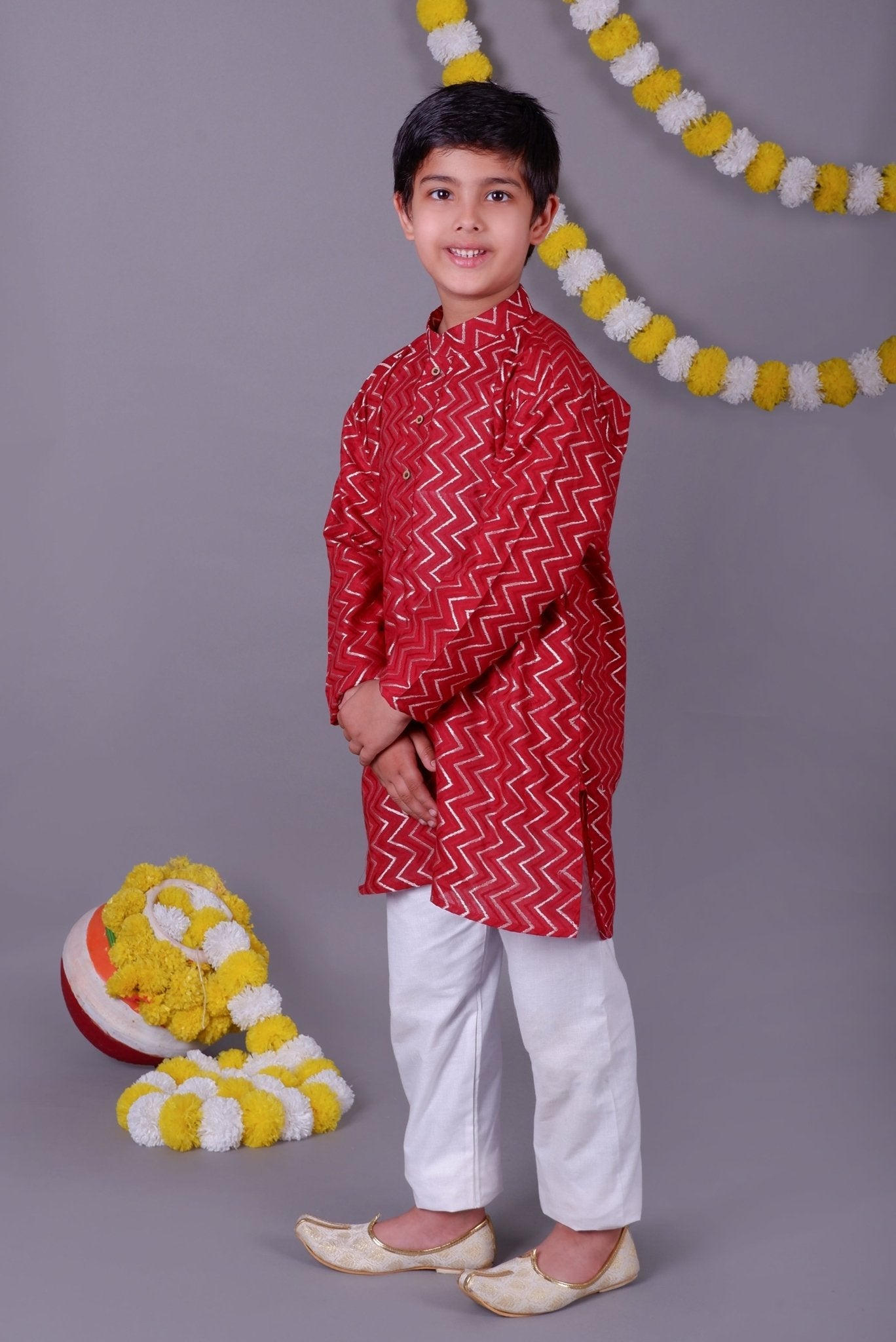 Bluesaanchi Red Bold Zari Kurta Set – Trendy Vibes for Your Little One - Distacart