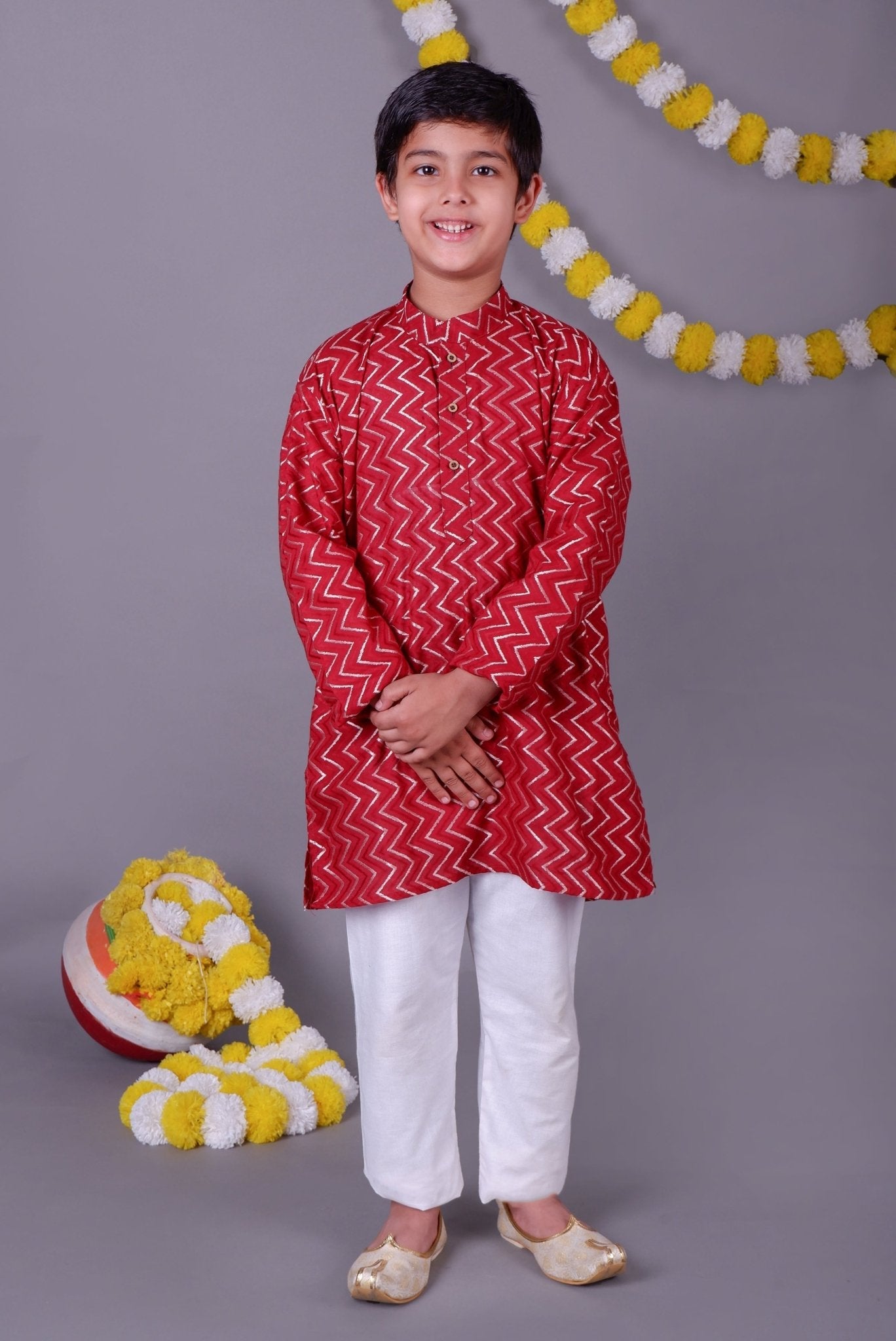 Bluesaanchi Red Bold Zari Kurta Set – Trendy Vibes for Your Little One - Distacart