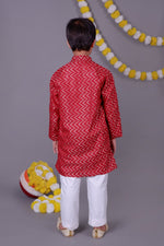 Thumbnail for Bluesaanchi Red Bold Zari Kurta Set – Trendy Vibes for Your Little One