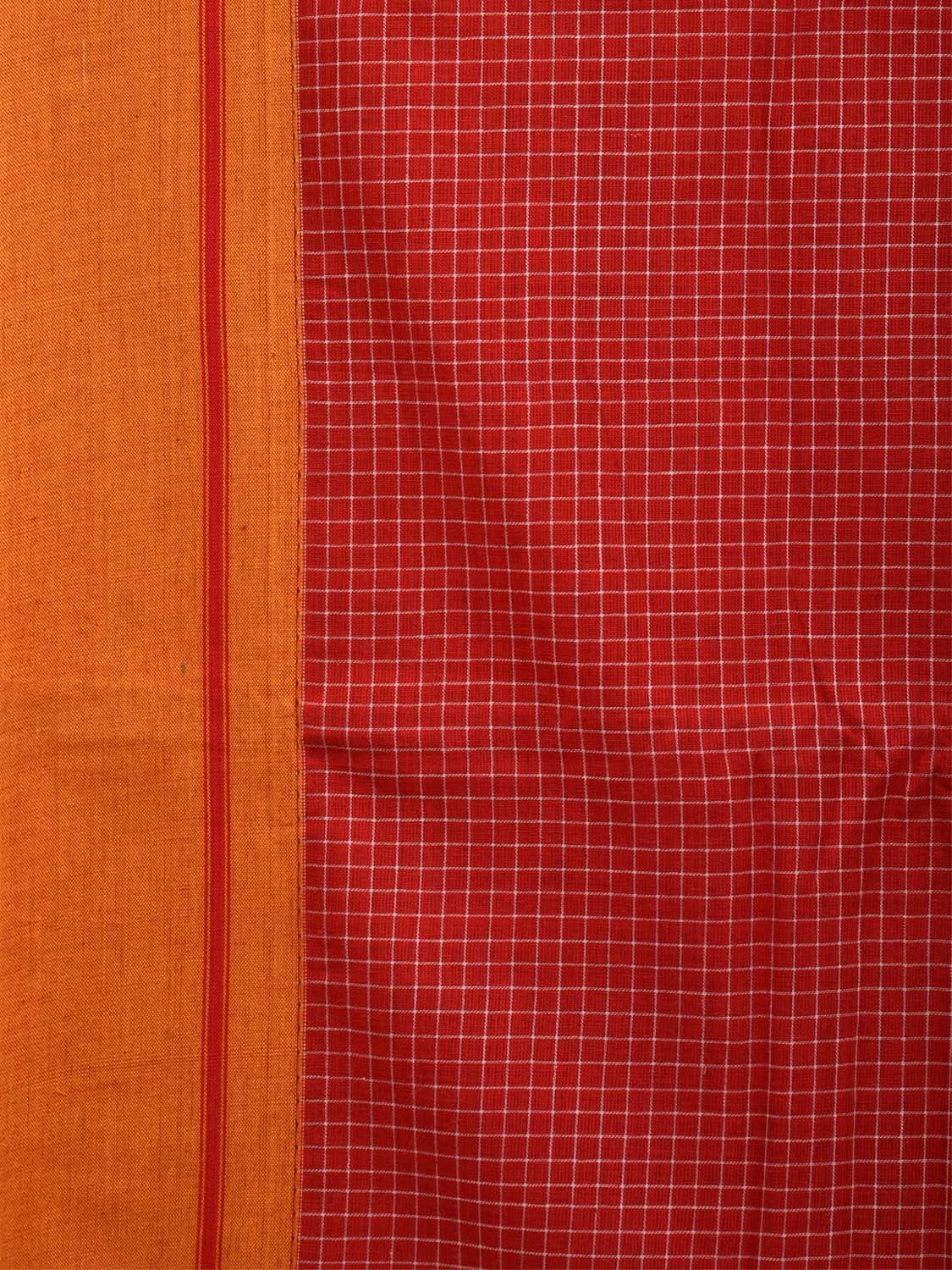 Red ilkal Cotton Handloom Saree with Checks Design No Blouse - Global Threads - Distacart