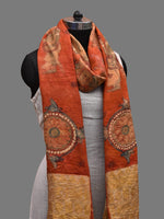 Thumbnail for Red Kalamkari Hand Painted Kanchipuram Silk Handloom Dupatta with Dashavatar Design - Global Threads - Distacart