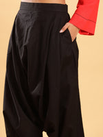 Thumbnail for BohoJazz Red Threadwork Kurti with Black Harem Pants Co-ord Set