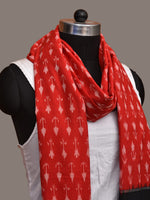 Thumbnail for Red Pochampally Ikat Cotton Handloom Dupatta with Arrows Buta - Global Threads - Distacart