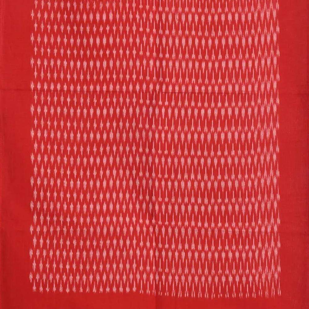 Red Pochampally Ikat Cotton Handloom Stole with Arrowhead Design - Global Threads - Distacart