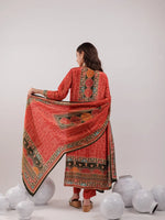 Thumbnail for Yufta Red Pure Shimmer Tissue With Pure Viscose Trouser And Shimmer Dupatta
