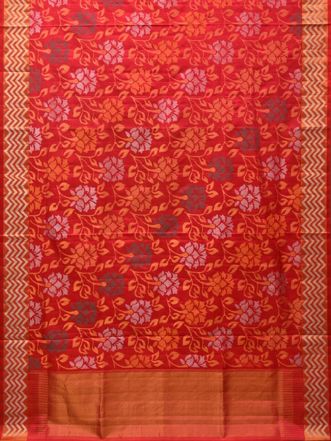 Red Uppada Silk Handloom Saree with All Over Floral Design - Global Threads - Distacart