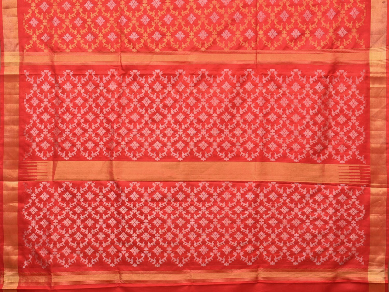 Red Uppada Silk Handloom Saree with All Over Jamdani Design - Global Threads - Distacart