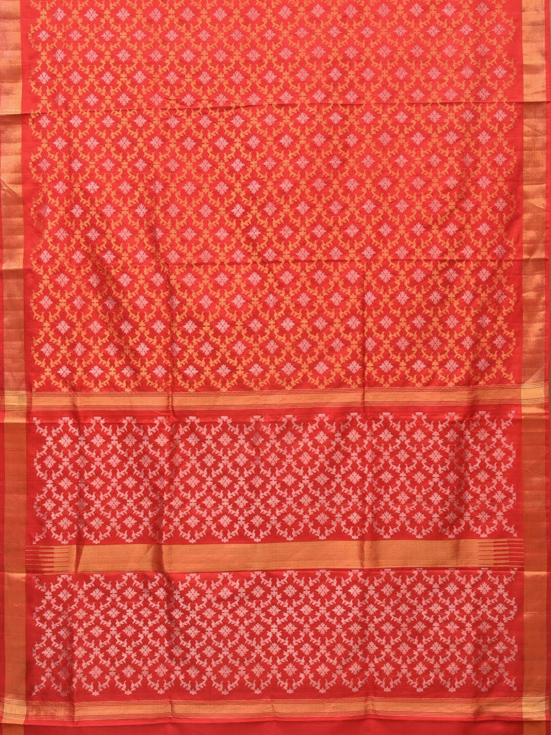 Red Uppada Silk Handloom Saree with All Over Jamdani Design - Global Threads - Distacart