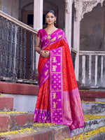 Thumbnail for Anaita Red Soft Silk Woven Saree With Blouse - Dista