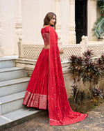 Thumbnail for Evanik Women Pure Chanderi Plain With Zari Weaving Work Border Stitched Lehenga With Unstitched Blouse Dupatta(Up to 42)