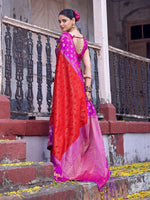 Thumbnail for Anaita Red Soft Silk Woven Saree With Blouse - Dista
