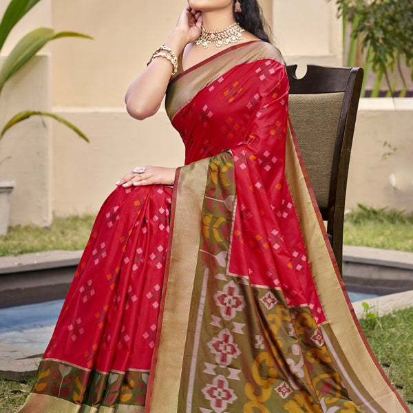 Anaita Red Silk Saree With Blouse Piece - Distacart