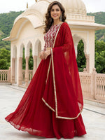Thumbnail for Tulsi Art Outstanding Red Embroidered Georgette Function Wear Lehenga Choli