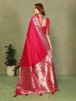 Thumbnail for Anaita Red Paithani Gala Silk Saree With Blouse - Distacart