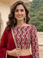 Thumbnail for Tulsi Art Outstanding Red Embroidered Georgette Function Wear Lehenga Choli