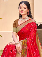 Thumbnail for Anaita Red Silk Saree With Blouse Piece - Distacart