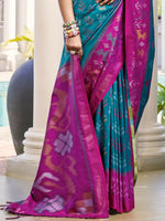 Thumbnail for Astita Pochampalli Silk Sky Blue Saree