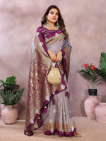 Thumbnail for Aastha Fashion Lavender Silk Sarees Weaving Saree - Distacart