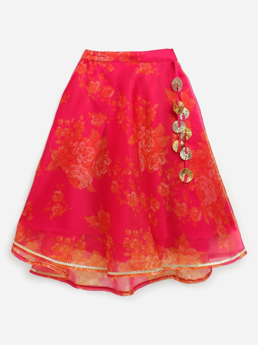 Ahalyaa Pink Organza Digital Print Kids Lehenga Choli For Girls - Distacart