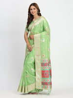 Thumbnail for Astita Linen Cotton Light Green Saree