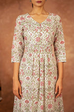 Thumbnail for Joban Fashion Green Pink Hand Block Printed Cotton Suit Set - Distacart