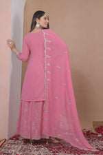 Thumbnail for Teeya Creation Baby Pink Color Faux Georgette Wedding Wear Trending Palazzo Set - Distacart