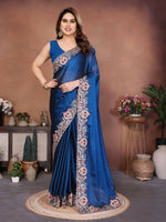Thumbnail for Teeya Creation New Trendy Party Wear Soft Silk Saree-Blue - Dista